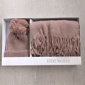 Steve Madden Knit Beanie & Matching Fringe Scarf